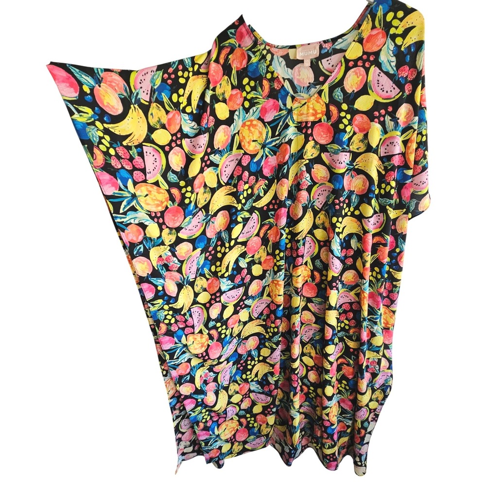 Show Me Your Mumu Hana Kaftan Tutti Frutti Fruit Print Dress OS Maxi Made USA